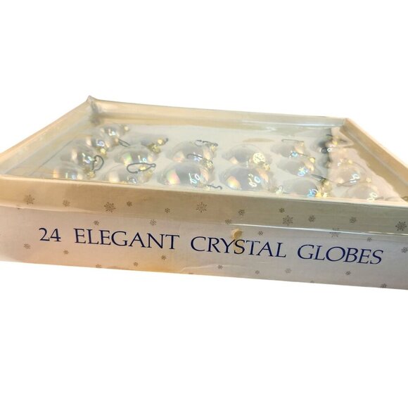 Holiday Crystal Glass Christmas Tree Ornaments Set 23 Pc 3 Sizes Gold Caps Vinta - Picture 4 of 12